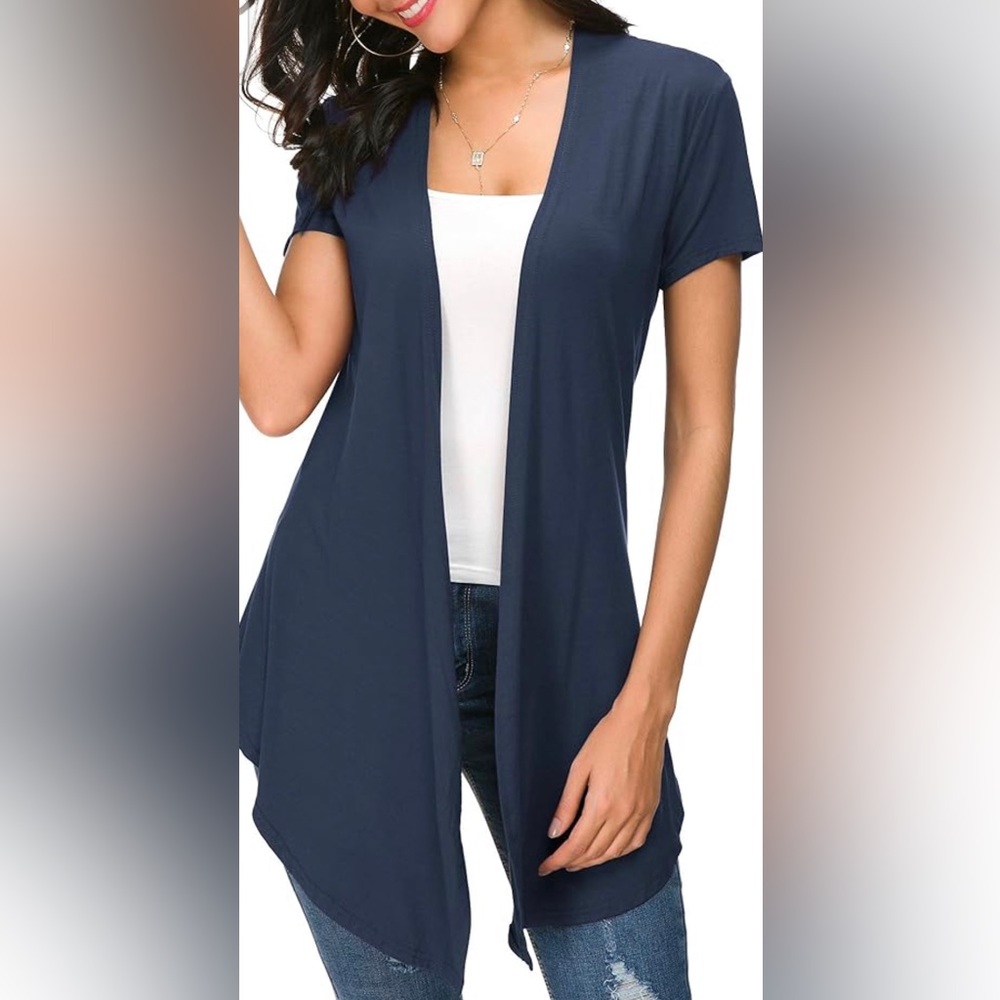 Urban Coco Open Front Short Sleeve N. Blue Cardigan XL